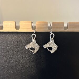 Silver Stamped Sterling Horse Head Earrings